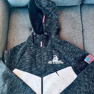 Freedom Industries Mens X-Large Melange Zip Hoodie - Black and Light Grey